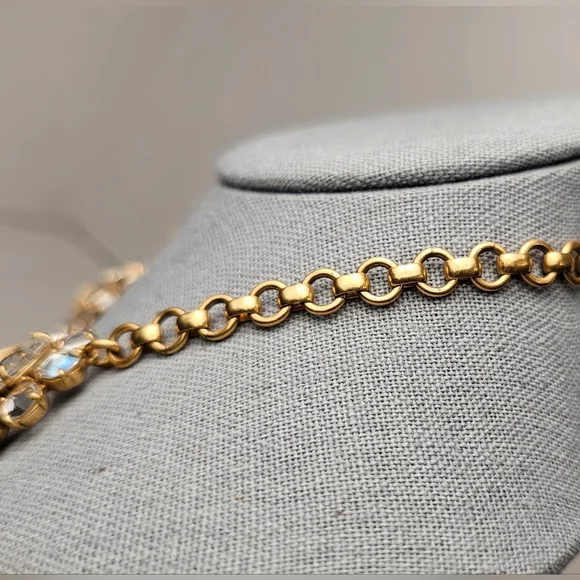 [J. CREW] Gold Crystal Drop Bib Statement Necklace - Picture 6 of 16
